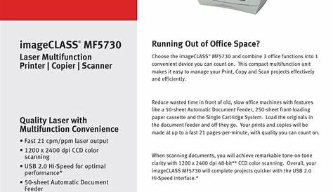 Canon ImageCLASS MF5730 User Manual | 2 pages