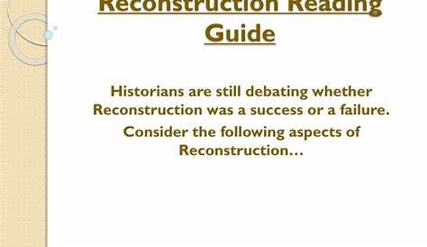 reconstruction reading comprehension worksheet