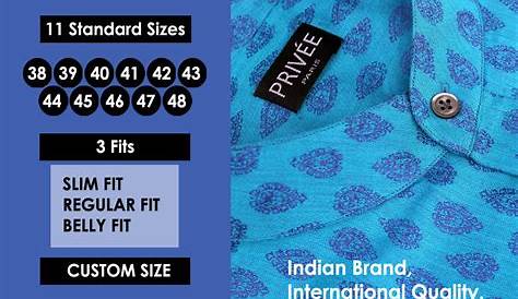 size chart for shirts in india