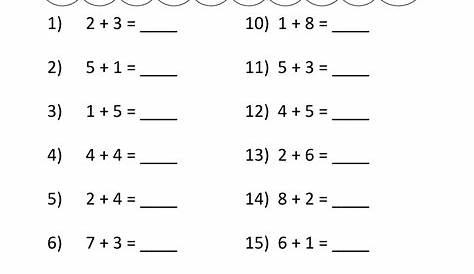 math worksheet for kindergarten addition