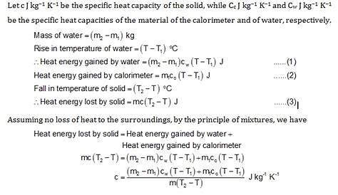 Calculating Specific Heat Worksheet