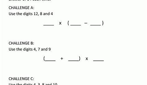 printable math worksheets order of operations