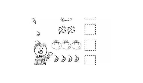 Counting Skill 1-10 Cut and Paste - Fall Themed PreK Worksheet by