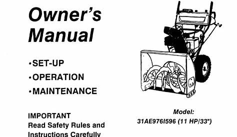 Owners Manual For Cub Cadet Riding Lawn Mower