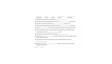 the rock cycle worksheets answer key