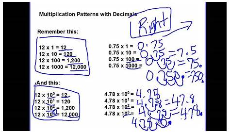 multiplication patterns with decimals worksheet