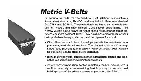 metric v belt conversion chart