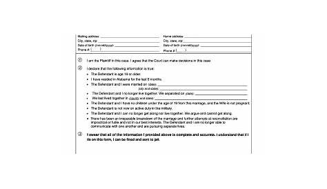 Printable Alabama Divorce Papers PDF Form - Fill Out and Sign Printable