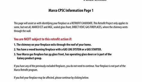 Marco fireplace owners manual - cmbopqe