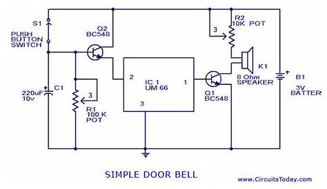 Doorbell Circuit with Diagram and Schematic using UM 66 IC under