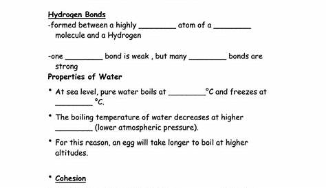 properties of water worksheets answers