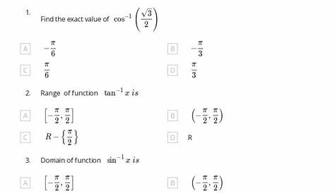 inverse trigonometric functions worksheets