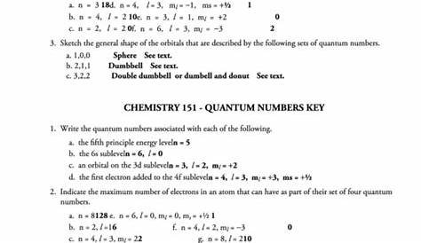 quantum number practice worksheets