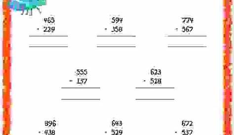 subtraction worksheet with borrowing