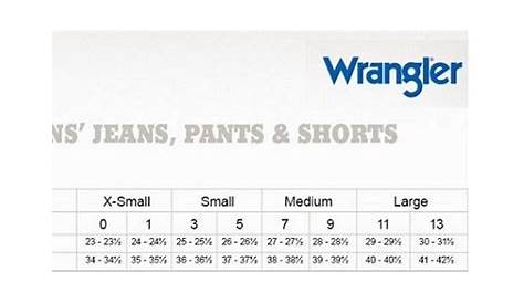 wrangler women's size chart