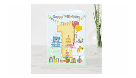 1st Birthday Greeting Card, Happy First Birthday Card | Zazzle.com