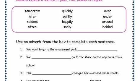 Adverbs Worksheets For Grade 5 | Adverbs worksheet, Adverbs, English