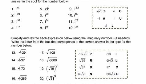 simplifying imaginary numbers worksheet kuta