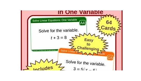 solving linear equations in one variable worksheets