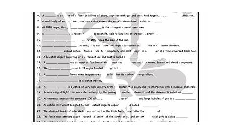 Space and Astronomy 1 Page BW Worksheet | Teaching Resources