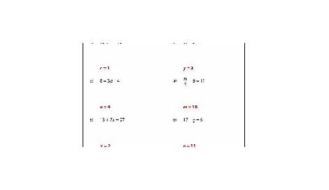 two step equations whole numbers worksheet