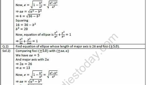 CBSE Class 11 Mathematics Conic Sections Worksheet Set B