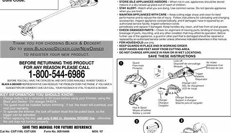 Black & Decker CST1200 TYPE 1 User Manual TRIMMER Manuals And Guides