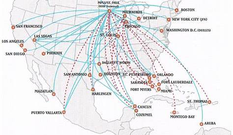 Sun Country Airlines October 29, 2000 Route Map