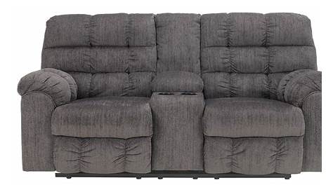 Ashley (Signature Design) Acieona - Slate Double Reclining Loveseat with Console and Cup Holders