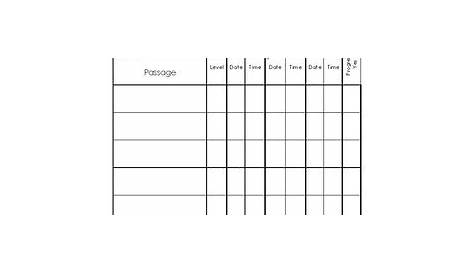 reading fluency chart printable