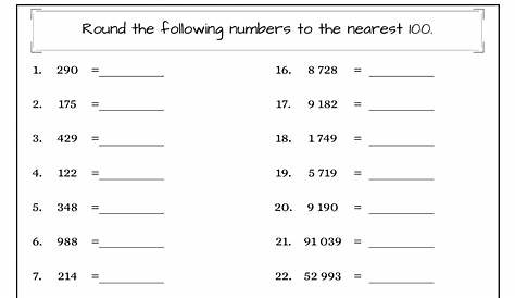 math worksheets rounding numbers