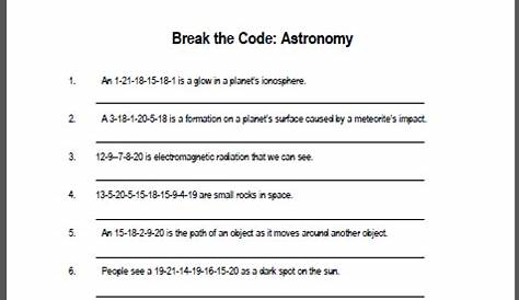 earth science astronomy worksheet