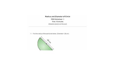 Free PDF Worksheets on Diameter and Radius of Circle with Solution