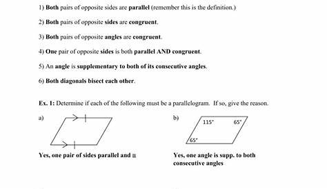 geometry parallelogram proofs worksheets answers