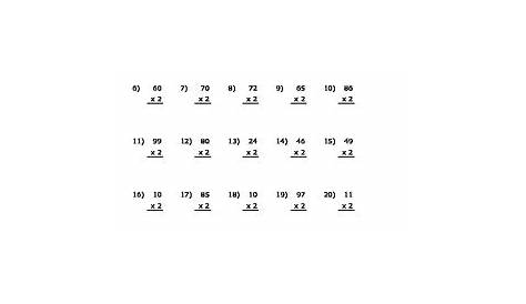 2 Digit X 2 Digit Multiplication Worksheet