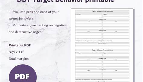 DBT Target Behavior Pros and Cons Worksheet - Etsy Singapore
