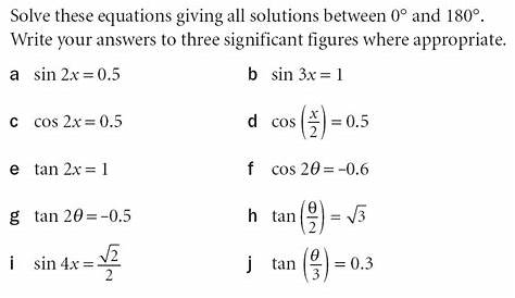 trigonometry worksheets with answers pdf