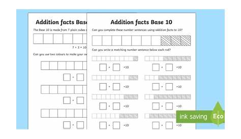 Addition Worksheets For Kindergarten | Base 10 Blocks