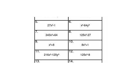 sum or difference of two cubes worksheet