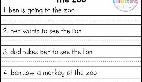 grade 1 fix the sentences worksheet