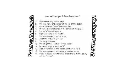 following directions worksheet trick