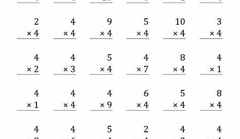 multiply by 4 worksheets