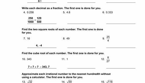 Sets Of Real Numbers Worksheet Answers | AlphabetWorksheetsFree.com
