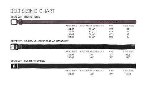 size chart for belts