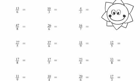 improper fraction and mixed number worksheets
