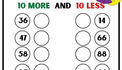 10 More And 10 Less Worksheets | FREE Download