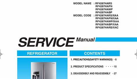 Samsung Refrigerator Service Manual for Model RF4287HARS