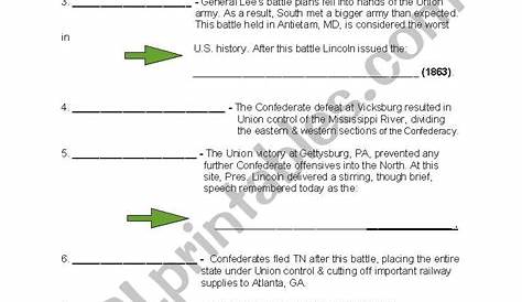Civil War Vocabulary - ESL worksheet by ewheeler4me2