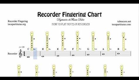 Recorder Fingering Chart Easy Sheet Music for Notes Music School