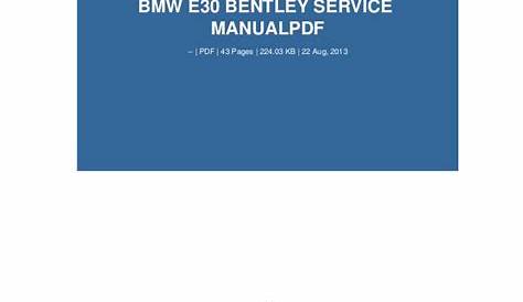 bmw e30 bentley manual